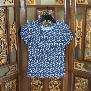Arizona Navy & White Floral T Shirt Size M